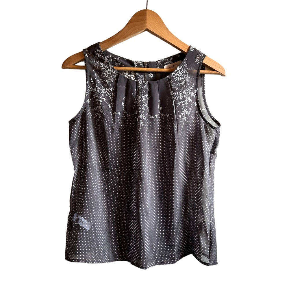 Ann Taylor Loft sheer grey shell tank top, size SP
